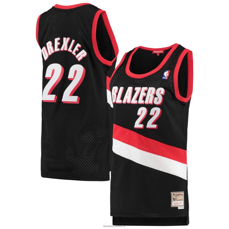 NBA 00F2L9530 portland trail blazer clyde drexler mitchell & ness black hardwood classics swingman jersey