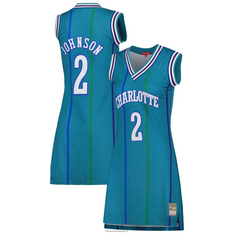 NBA 00F2L8964 charlotte hornets larry johnson teal 1992 hardwood classics nome e numero abito in jersey giocatore