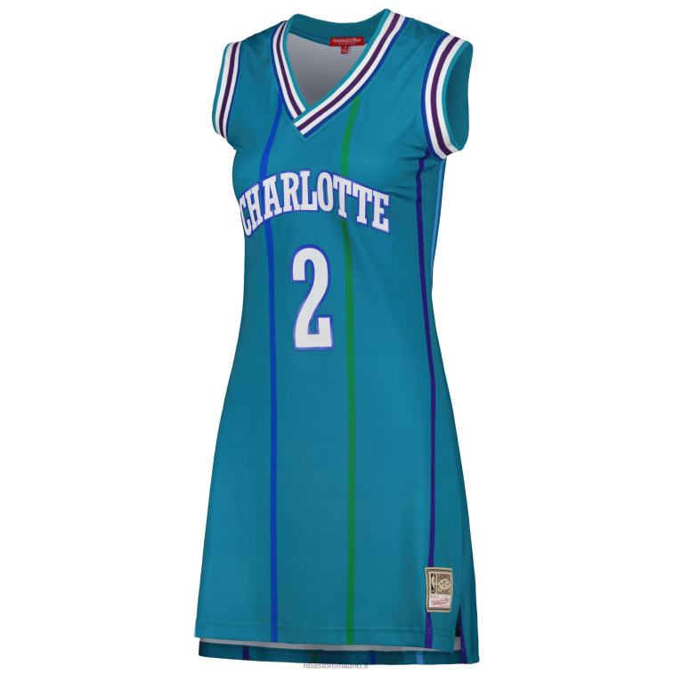 NBA 00F2L8964 charlotte hornets larry johnson teal 1992 hardwood classics nome e numero abito in jersey giocatore