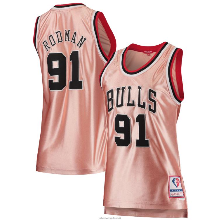 NBA 00F2L10548 Chicago Bulls Dennis Rodman Mitchell & Ness maglia rosa swingman 75 ° anniversario in oro rosa