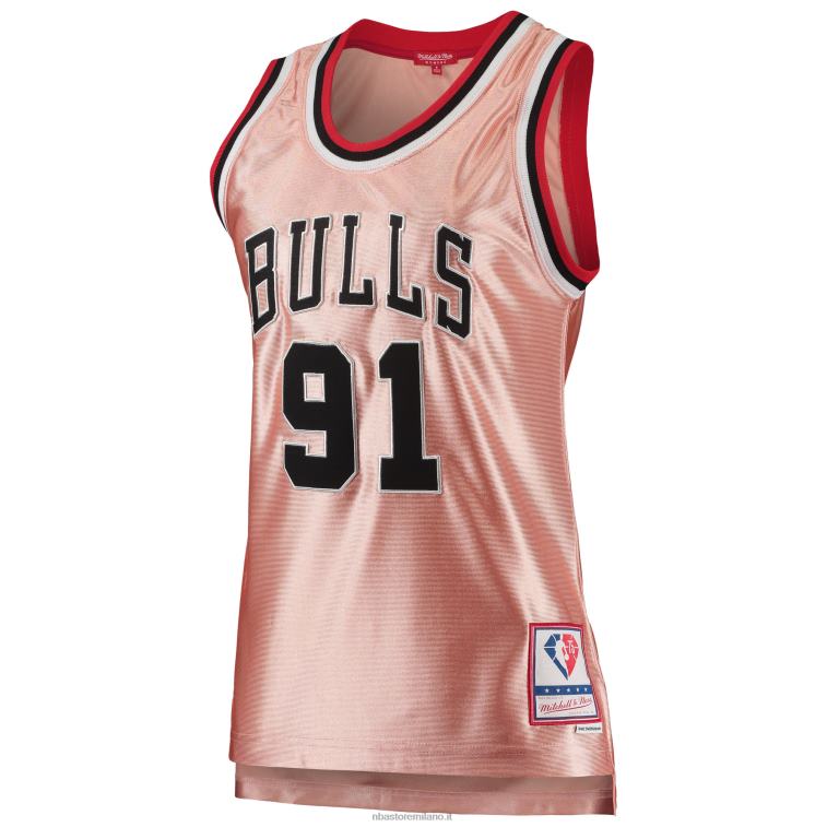 NBA 00F2L10548 Chicago Bulls Dennis Rodman Mitchell & Ness maglia rosa swingman 75 ° anniversario in oro rosa
