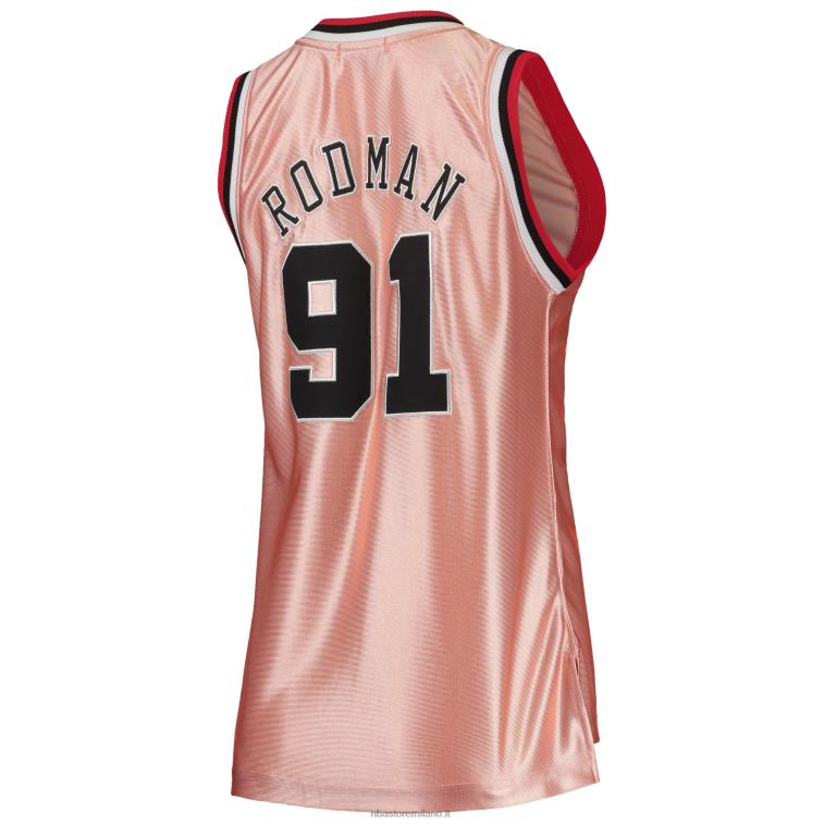 NBA 00F2L10548 Chicago Bulls Dennis Rodman Mitchell & Ness maglia rosa swingman 75 ° anniversario in oro rosa