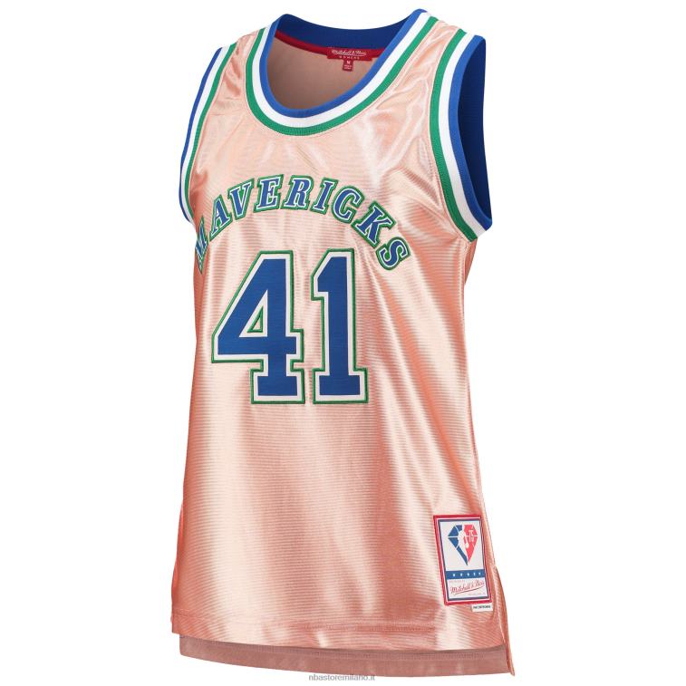 NBA 00F2L10849 maglia swingman dallas mavericks dirk nowitzki mitchell & ness rosa 75° anniversario oro rosa 1998