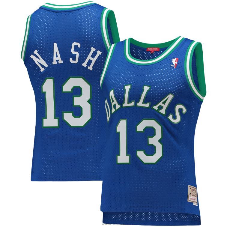 NBA 00F2L9705 dallas mavericks steve nash mitchell & ness blue hardwood classics maglia swingman