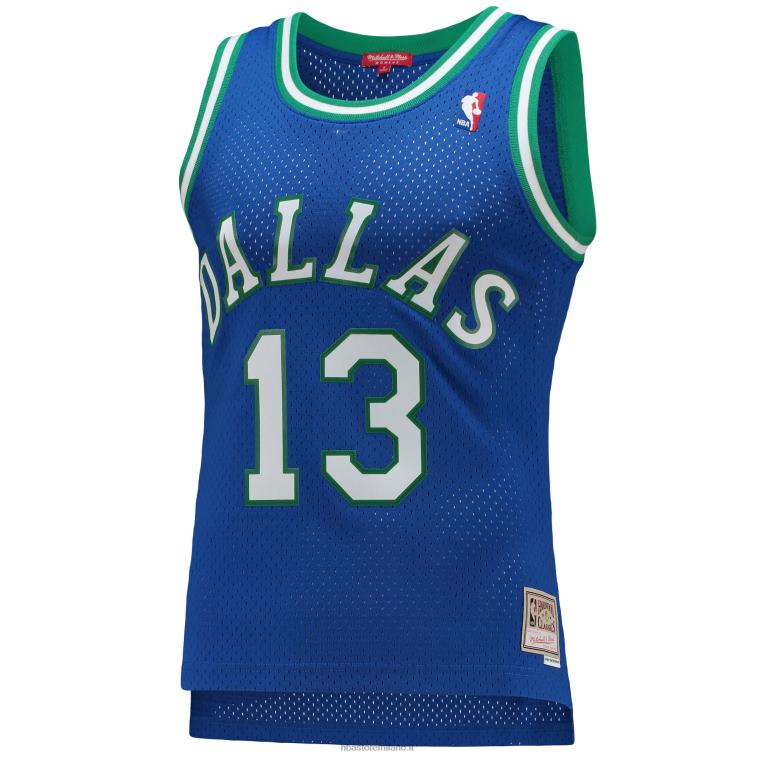 NBA 00F2L9705 dallas mavericks steve nash mitchell & ness blue hardwood classics maglia swingman