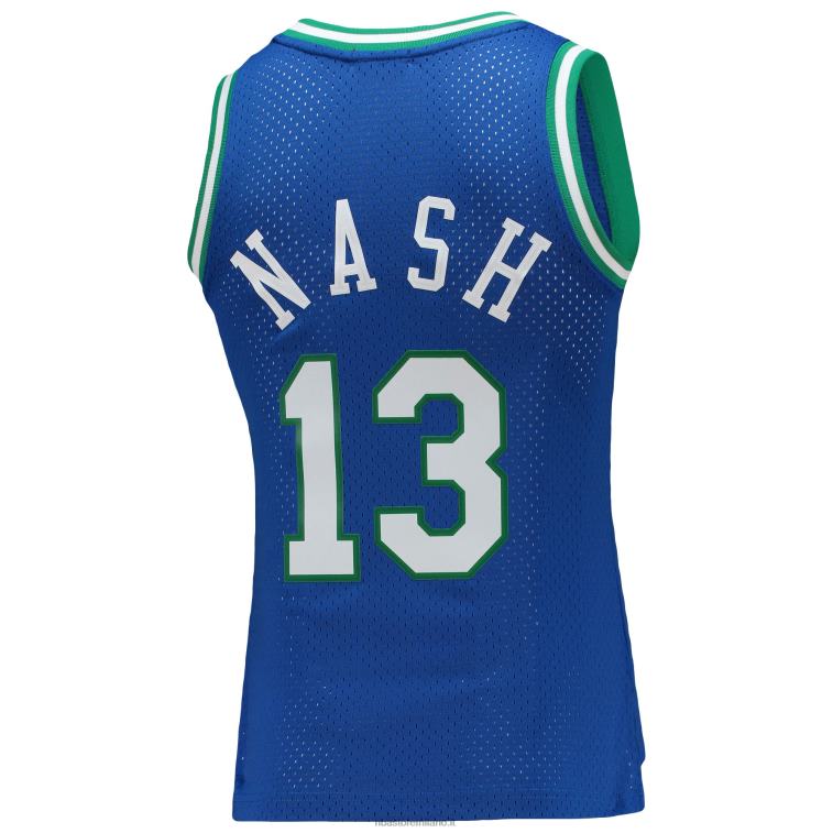 NBA 00F2L9705 dallas mavericks steve nash mitchell & ness blue hardwood classics maglia swingman