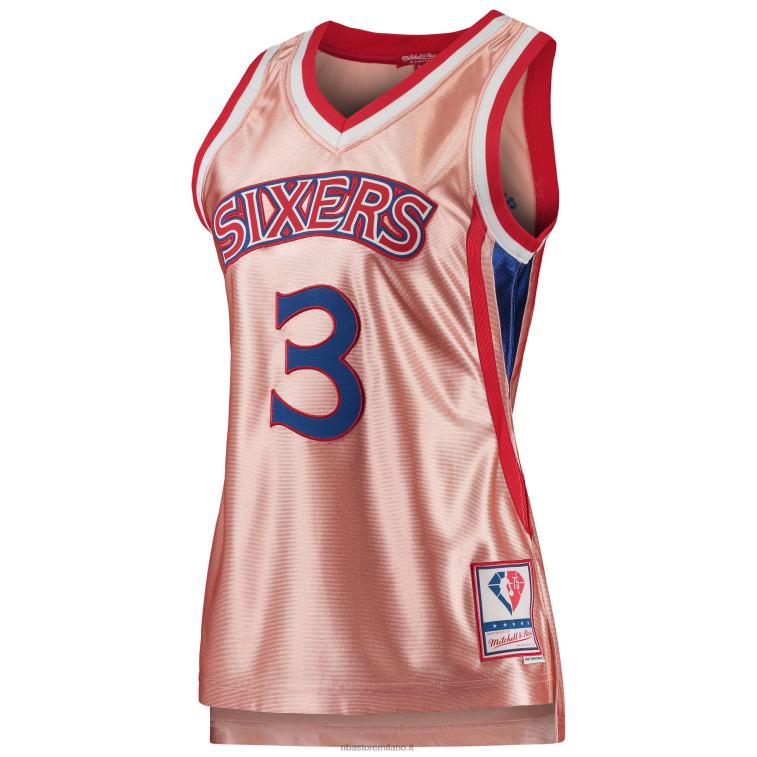 NBA 00F2L9971 Filadelfia 76ers allen iverson rosa 75° anniversario maglia swingman oro rosa
