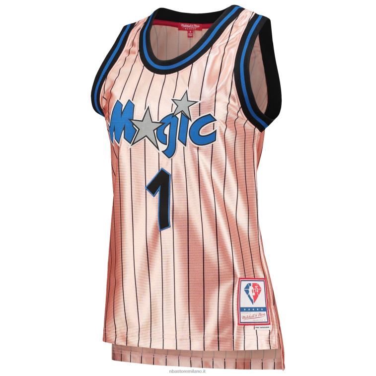 NBA 00F2L10157 maglia swingman orlando magic penny hardaway mitchell & ness rosa 75° anniversario oro rosa 1993