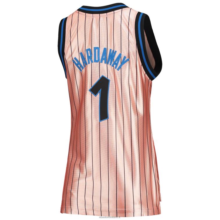 NBA 00F2L10157 maglia swingman orlando magic penny hardaway mitchell & ness rosa 75° anniversario oro rosa 1993