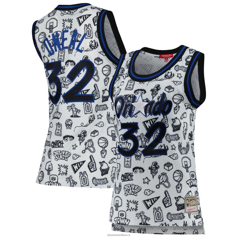 NBA 00F2L10798 orlando magic shaquille o'neal mitchell & ness bianco 1994 doodle swingman jersey