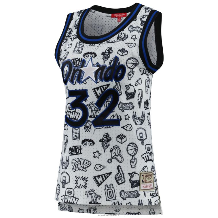 NBA 00F2L10798 orlando magic shaquille o\'neal mitchell & ness bianco 1994 doodle swingman jersey