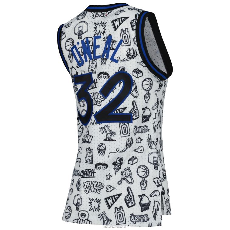 NBA 00F2L10798 orlando magic shaquille o\'neal mitchell & ness bianco 1994 doodle swingman jersey