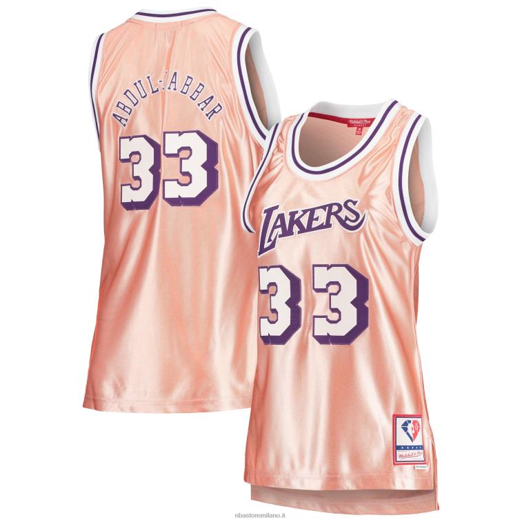 NBA 00F2L10811 los angeles lakers kareem abdul-jabbar rosa 75° anniversario oro rosa 1983 maglia swingman