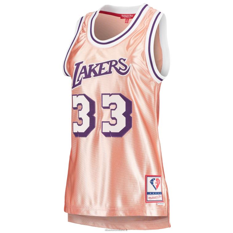 NBA 00F2L10811 los angeles lakers kareem abdul-jabbar rosa 75° anniversario oro rosa 1983 maglia swingman