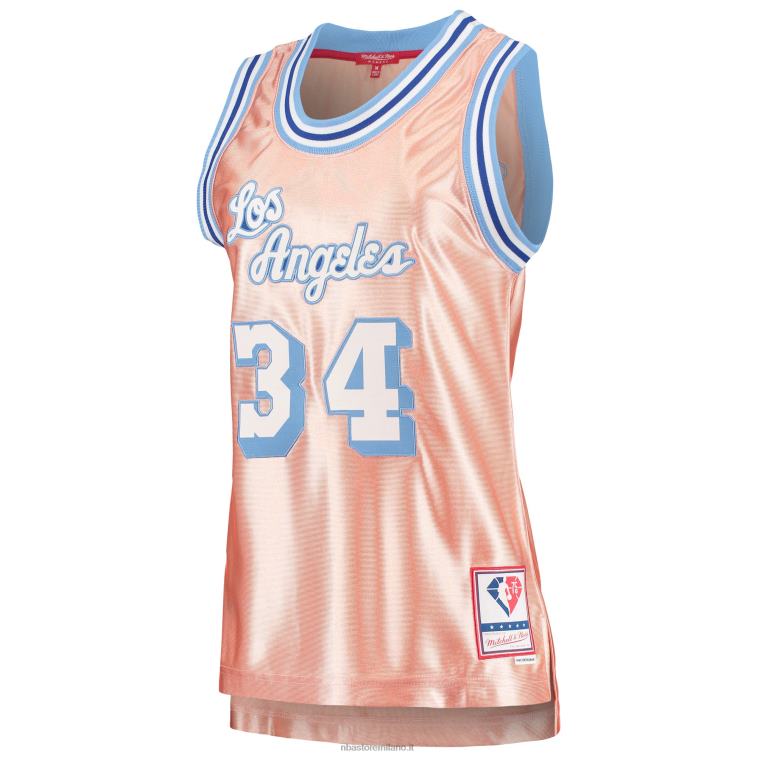 NBA 00F2L8849 los angeles lakers maglia shaquille o\'neal rosa 75° anniversario oro rosa swingman