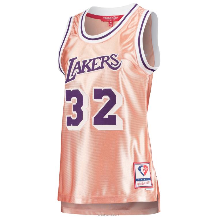 NBA 00F2L9737 maglia swingman magic johnson rosa 75° anniversario oro rosa 1984 los angeles lakers
