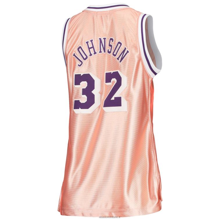 NBA 00F2L9737 maglia swingman magic johnson rosa 75° anniversario oro rosa 1984 los angeles lakers