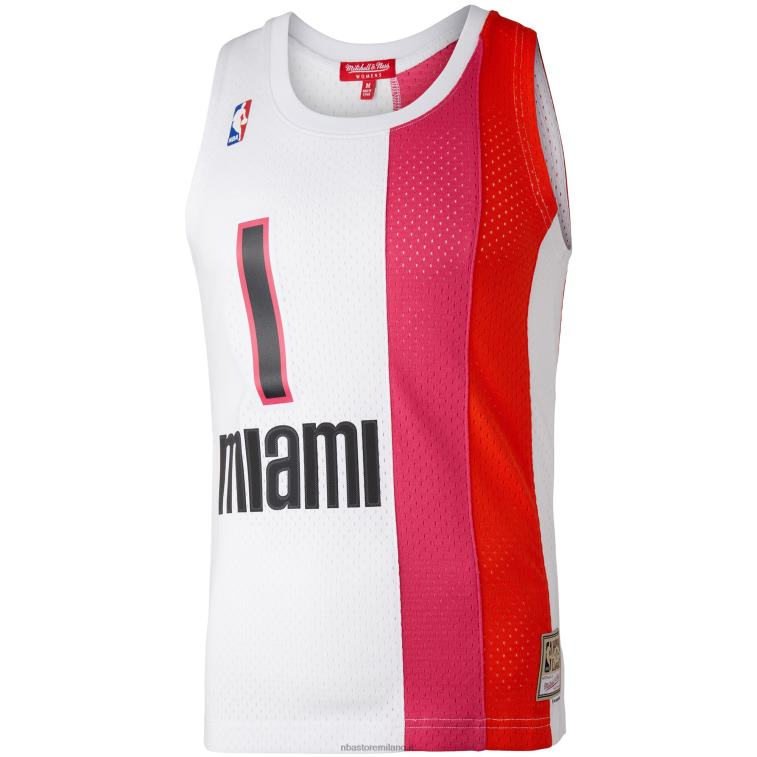 NBA 00F2L9835 miami heat chris bosh mitchell & ness white hardwood classics 2011 maglia swingman