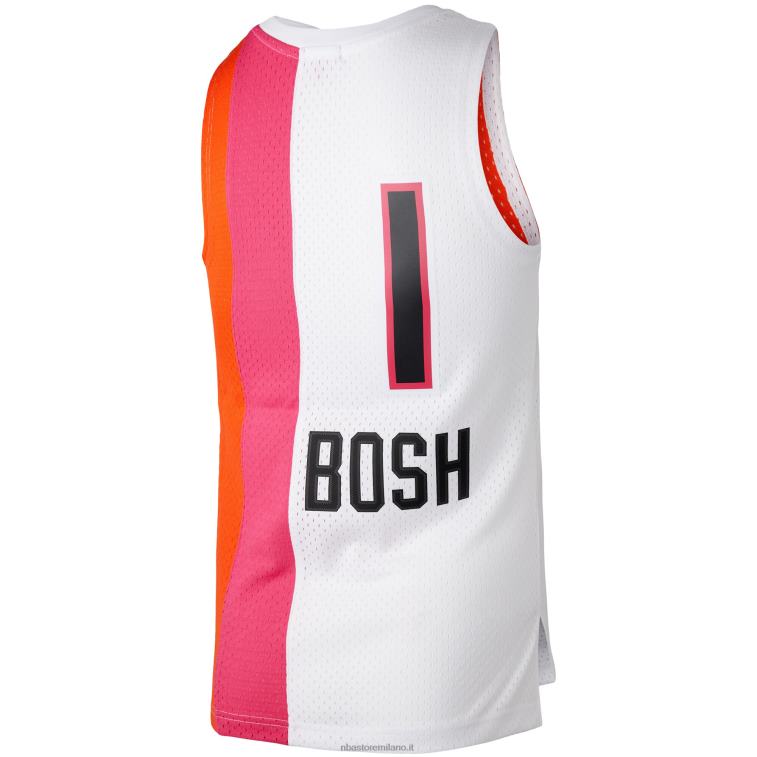 NBA 00F2L9835 miami heat chris bosh mitchell & ness white hardwood classics 2011 maglia swingman