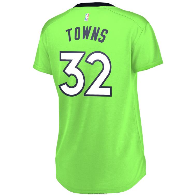 NBA 00F2L10534 Minnesota Timberwolves Karl-Anthony Town maglia replica fast break verde fluo
