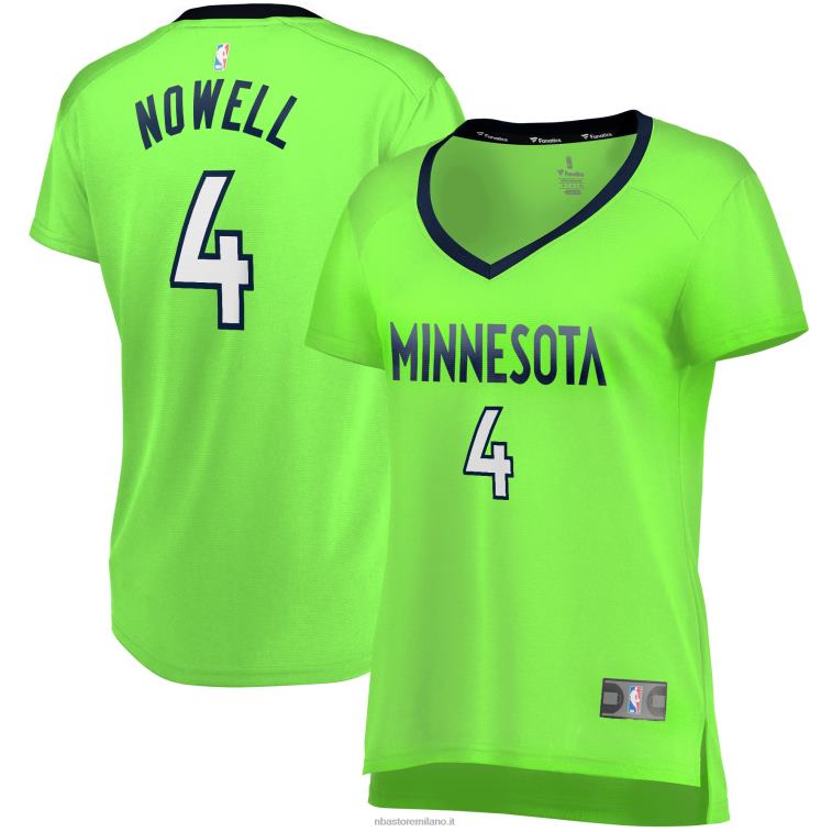 NBA 00F2L13442 Minnesota Timberwolves Jaylen Nowell maglia replica fast break verde
