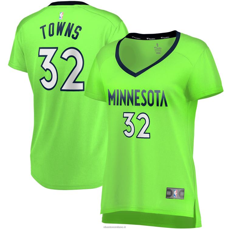 NBA 00F2L15205 Minnesota Timberwolves Karl-Anthony Town Replica maglia giocatore verde fast break