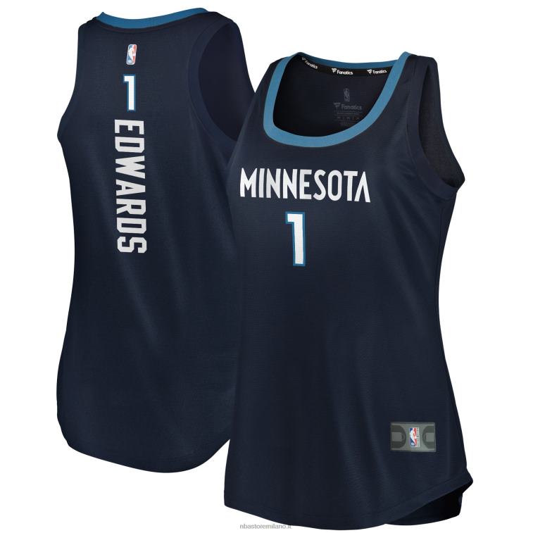 NBA 00F2L9598 minnesota timberwolves anthony edwards navy fast break tank jersey