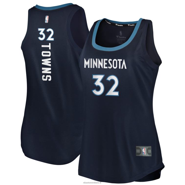 NBA 00F2L9777 Minnesota Timberwolves Karl-Anthony Town maglia da serbatoio fast break blu navy