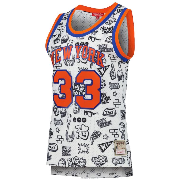 NBA 00F2L10262 new york knicks patrick ewing mitchell & ness bianco 1991 doodle swingman jersey