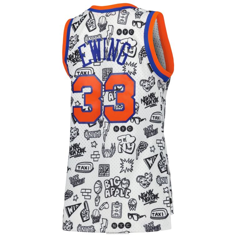 NBA 00F2L10262 new york knicks patrick ewing mitchell & ness bianco 1991 doodle swingman jersey