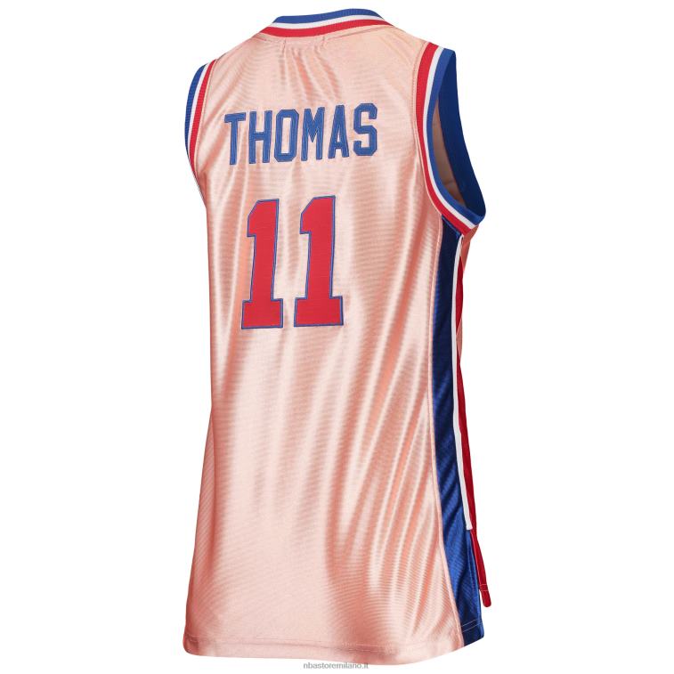 NBA 00F2L13342 detroit pistons isiah thomas mitchell & ness rosa 75° anniversario oro rosa 1982 maglia swingman