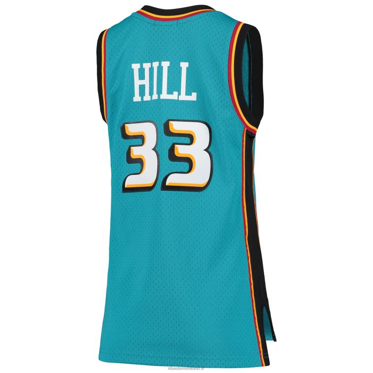 NBA 00F2L9807 detroit pistons grant hill mitchell & ness teal hardwood classici maglia swingman