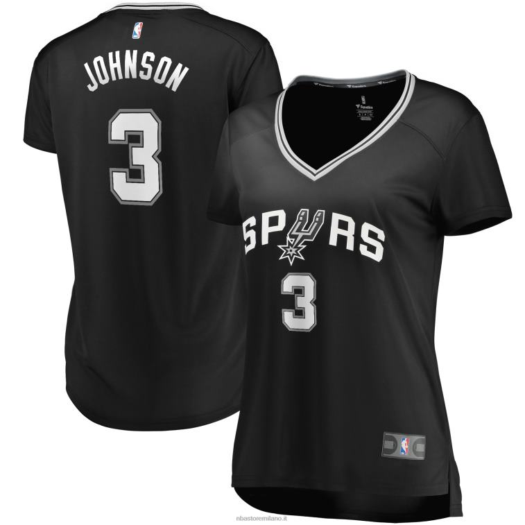 NBA 00F2L12741 san antonio spurs keldon johnson maglia replica fast break nera