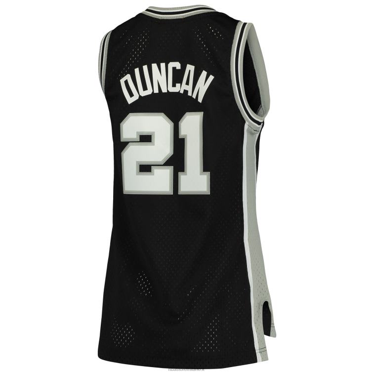 NBA 00F2L9806 san antonio spurs tim duncan mitchell & ness black hardwood classics maglia swingman