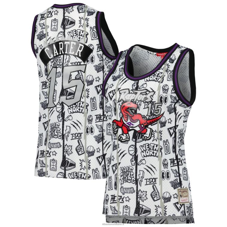 NBA 00F2L11930 toronto raptors vince carter mitchell & ness bianco 1998 doodle swingman jersey