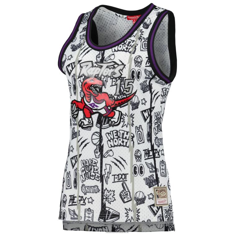 NBA 00F2L11930 toronto raptors vince carter mitchell & ness bianco 1998 doodle swingman jersey