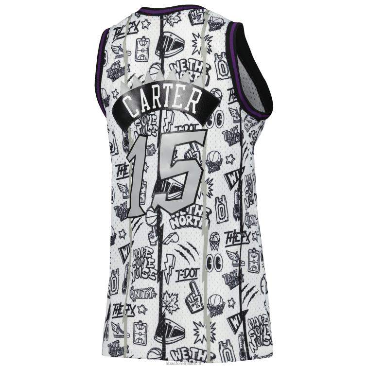 NBA 00F2L11930 toronto raptors vince carter mitchell & ness bianco 1998 doodle swingman jersey