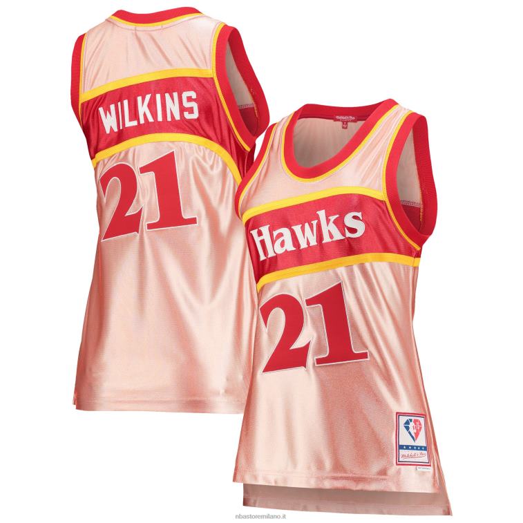 NBA 00F2L12631 atlanta hawks dominique wilkins mitchell & ness rosa 75° anniversario oro rosa 1986 maglia swingman