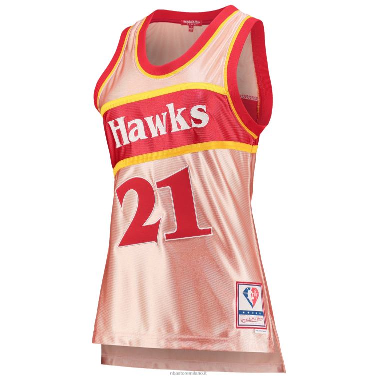 NBA 00F2L12631 atlanta hawks dominique wilkins mitchell & ness rosa 75° anniversario oro rosa 1986 maglia swingman