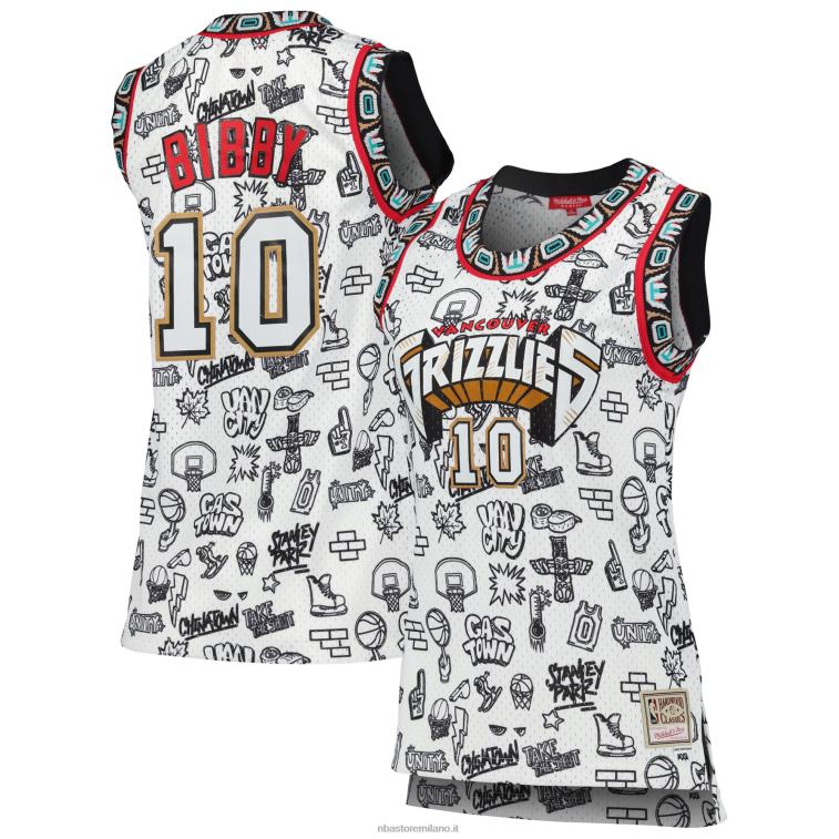 NBA 00F2L13435 maglia vancouver grizzlies mike bibby mitchell & ness bianca 1998 doodle swingman