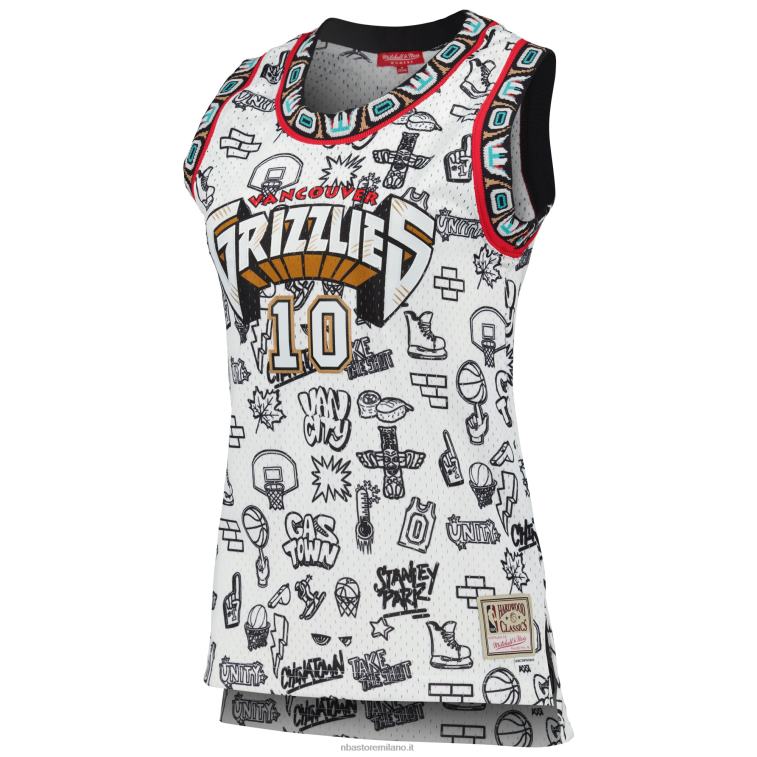 NBA 00F2L13435 maglia vancouver grizzlies mike bibby mitchell & ness bianca 1998 doodle swingman