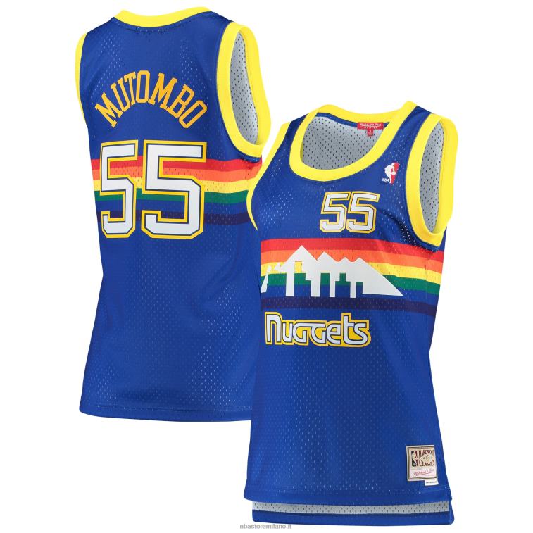 NBA 00F2L8760 denver nuggets dikembe mutombo mitchell & ness royal hardwood classici maglia swingman
