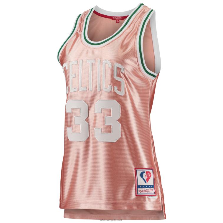 NBA 00F2L8907 boston celtics larry bird mitchell & ness rosa 75° anniversario oro rosa 1985 maglia swingman
