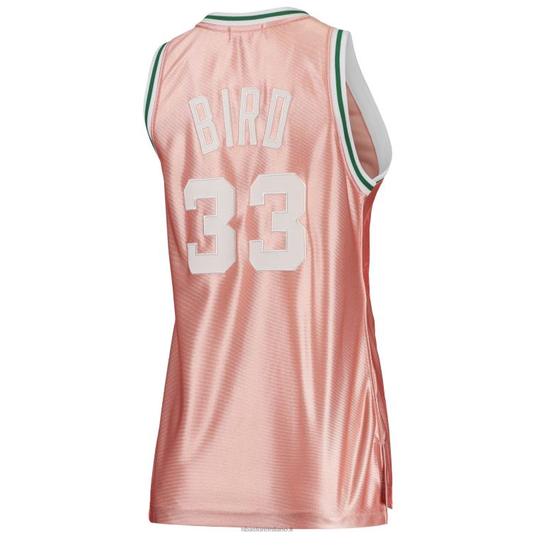 NBA 00F2L8907 boston celtics larry bird mitchell & ness rosa 75° anniversario oro rosa 1985 maglia swingman