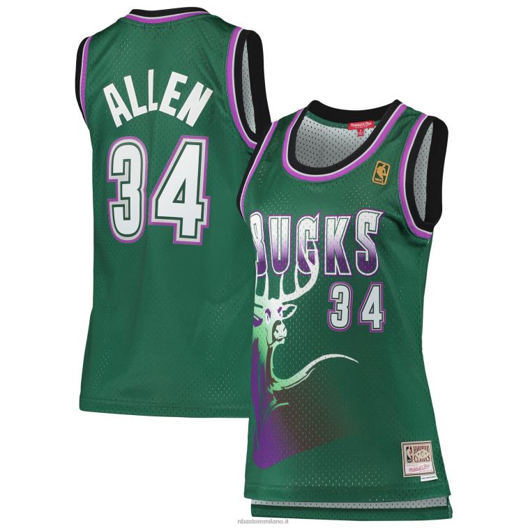 NBA 00F2L9226 maglia swingman milwaukee bucks ray allen mitchell & ness green hardwood classics