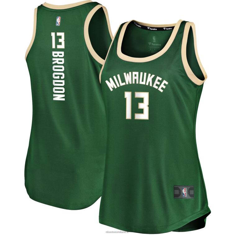 NBA 00F2L9821 milwaukee bucks malcolm brogdon maglia da serbatoio della squadra di fast break verde cacciatore