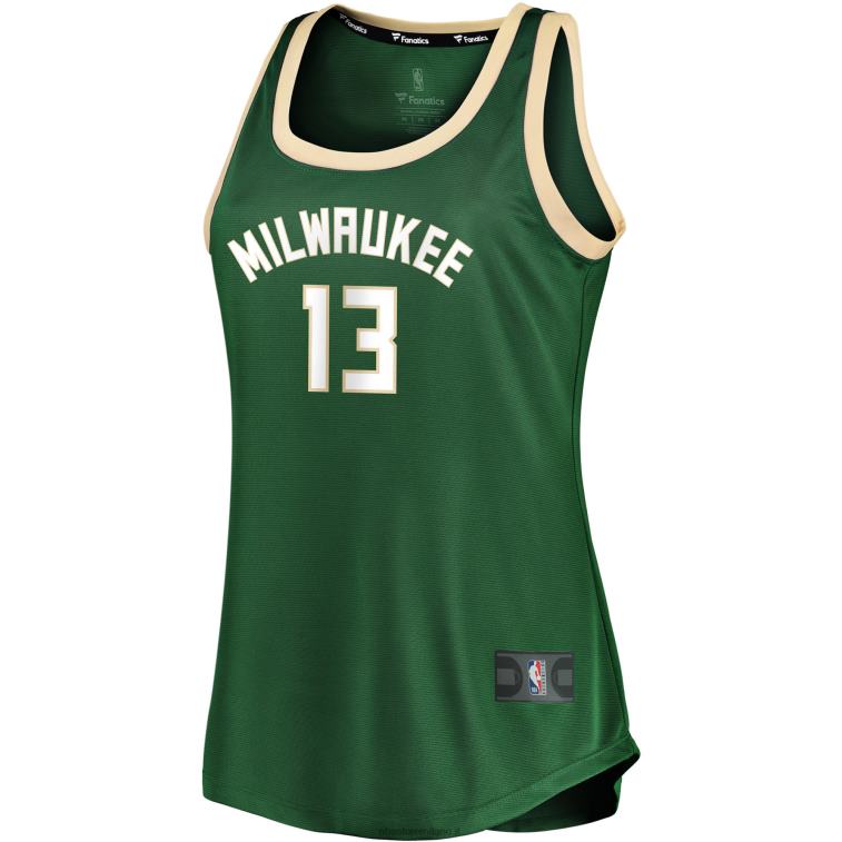 NBA 00F2L9821 milwaukee bucks malcolm brogdon maglia da serbatoio della squadra di fast break verde cacciatore