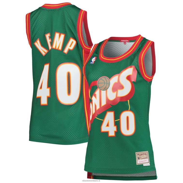 NBA 00F2L9958 Seattle Supersonics Shawn Kemp Mitchell & Ness Green Hardwood Classics Maglia Swingman