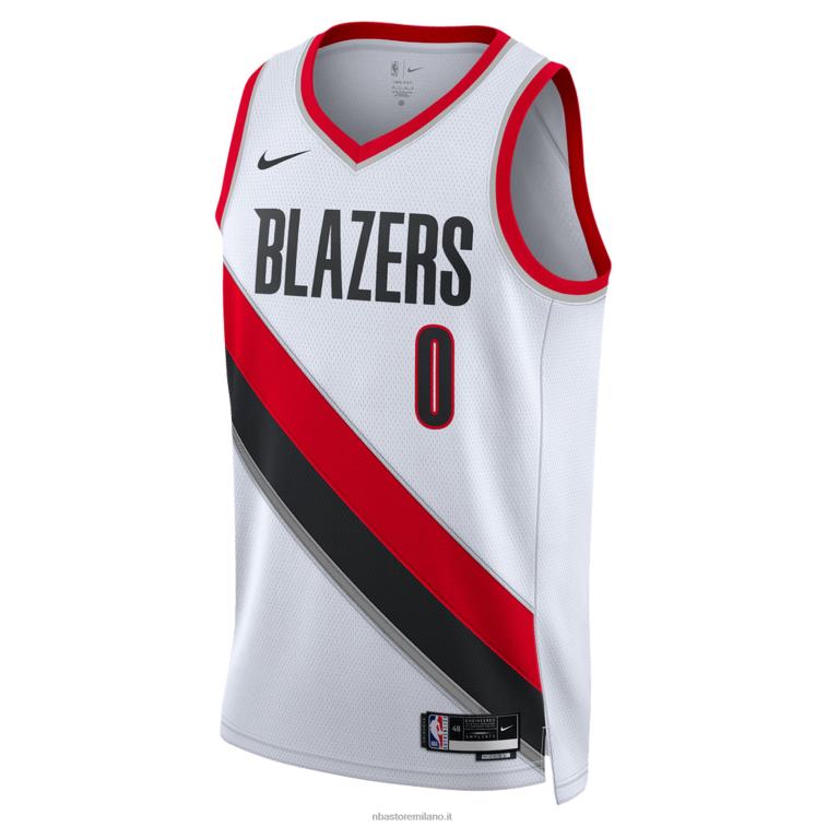 NBA 00F2L1394 portland trail blazers damian lillard nike maglia bianca swingman