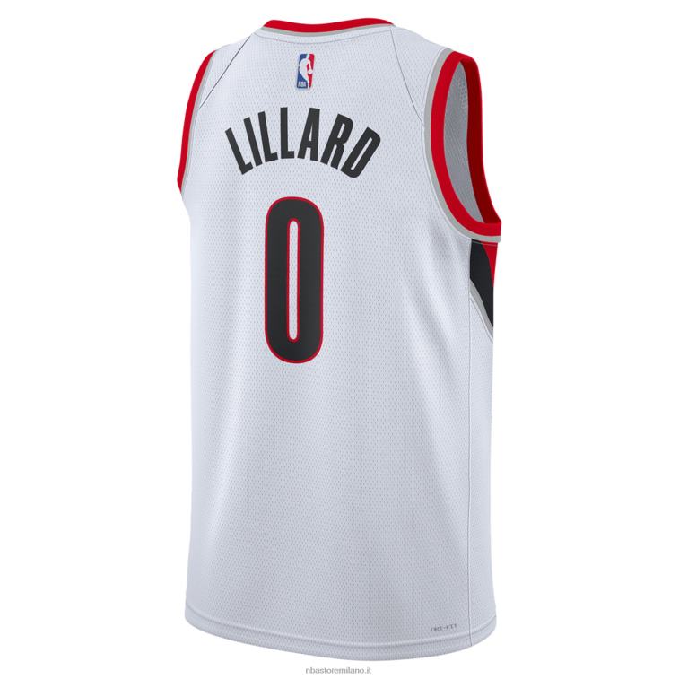 NBA 00F2L1394 portland trail blazers damian lillard nike maglia bianca swingman